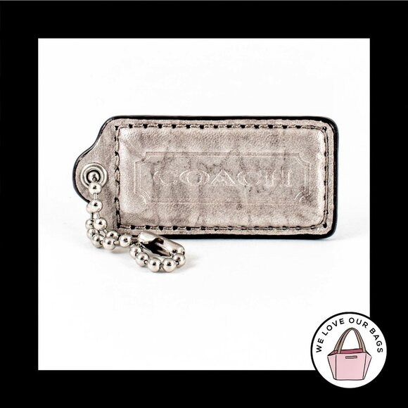 2.25" Medium COACH Silver Croc Leather Nickel Fob Bag Charm Keychain Hang Tag - Picture 1 of 1
